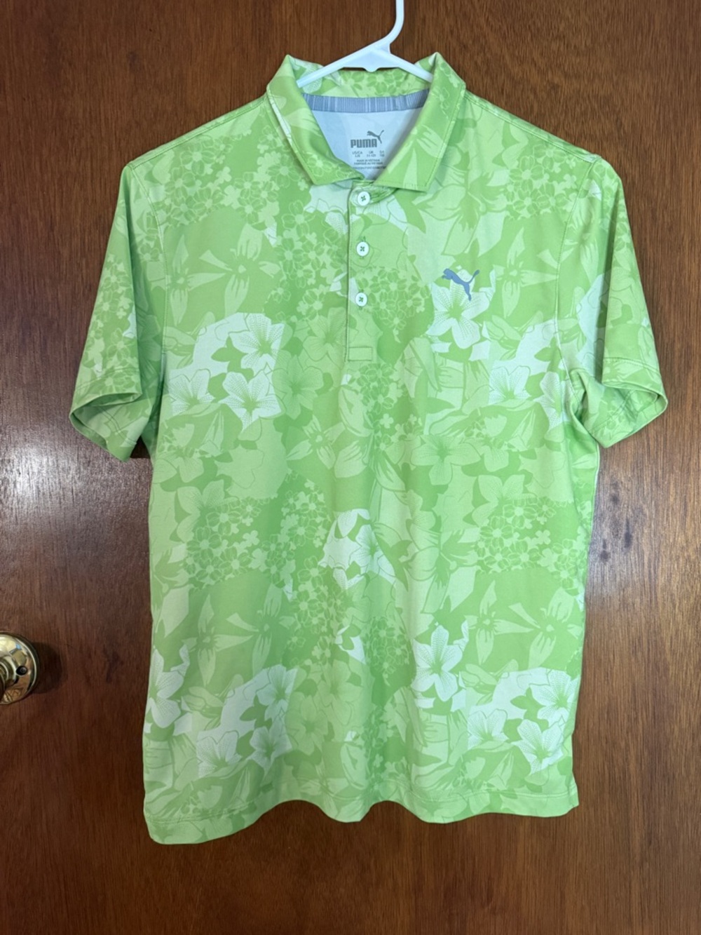 Puma Boys Green Floral Polo Shirt